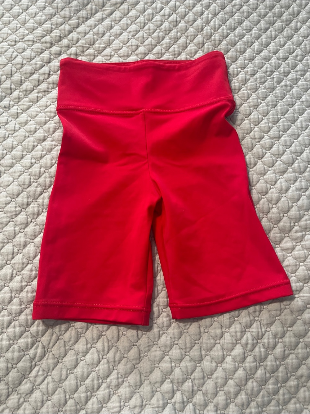 Weissman Bright Red High-Waist Kids Bike Shorts